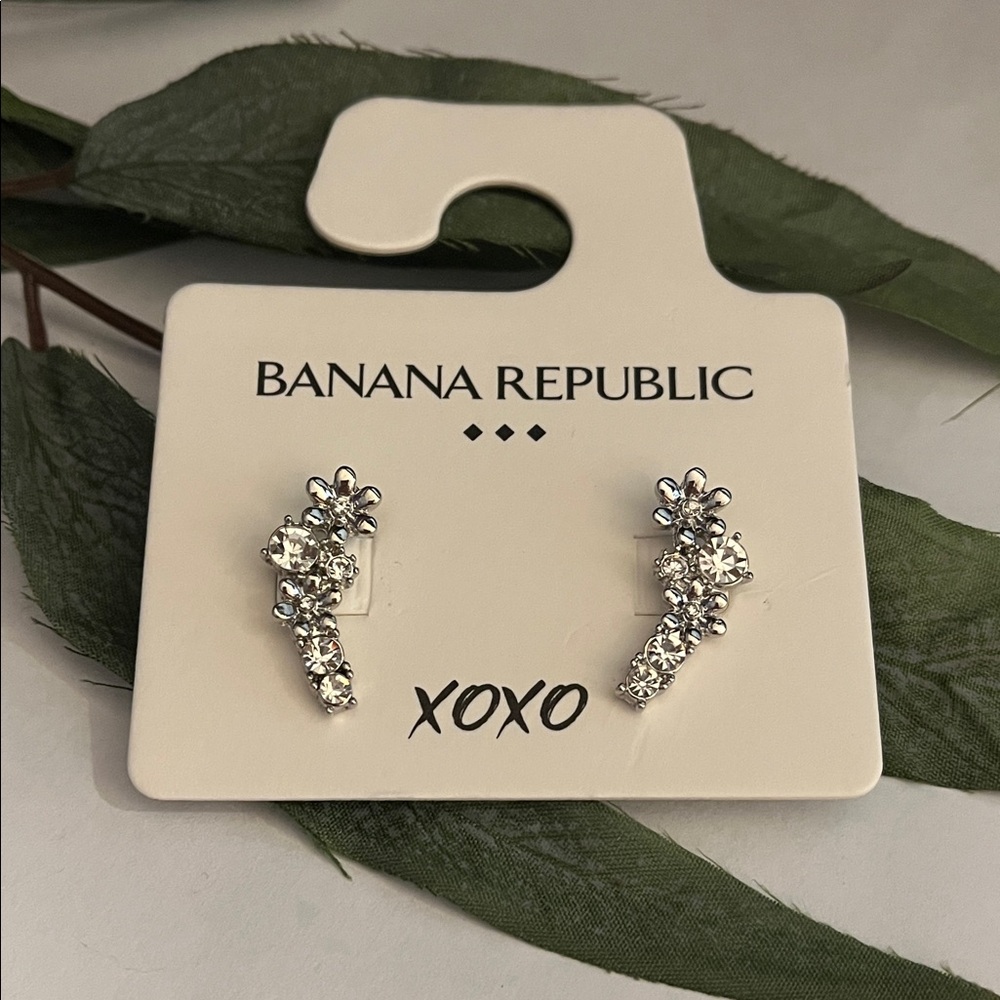 Banana Republic Silver Tone Crystal Earrings